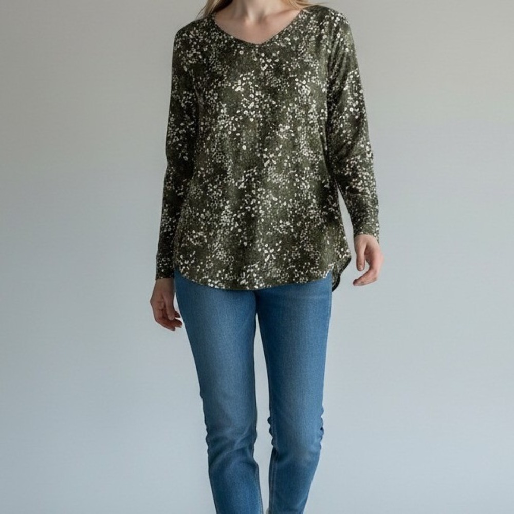 Banana Republic Top Womens XS Green Pink Perfect Textured Crinkle Botanical